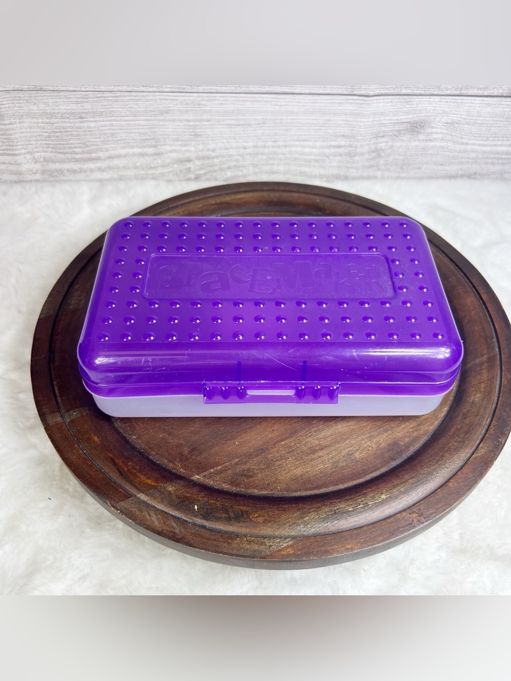 Vintage Spacemaker Pencil Box w Hatch Latching Lid Newell Office Products Purple